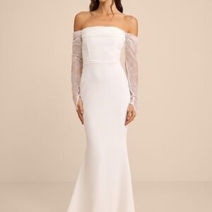 Lulus Anabella White Off-the-shoulder Mermaid Maxi Dress - Size S